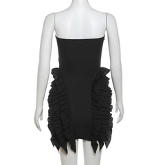 Ruffle solid sweetheart neck backless tube mini dress