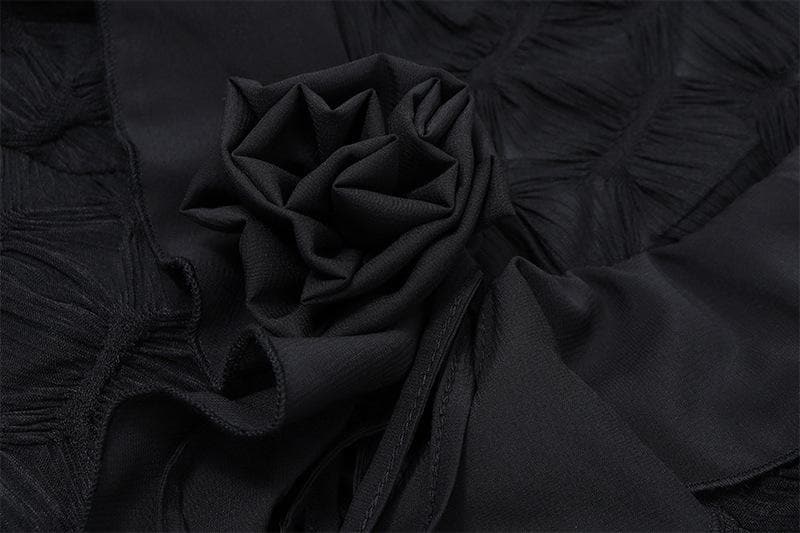 Textured long sleeve ruffle self tie solid crop top