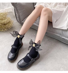 Ruffle bowknot star applique long socks