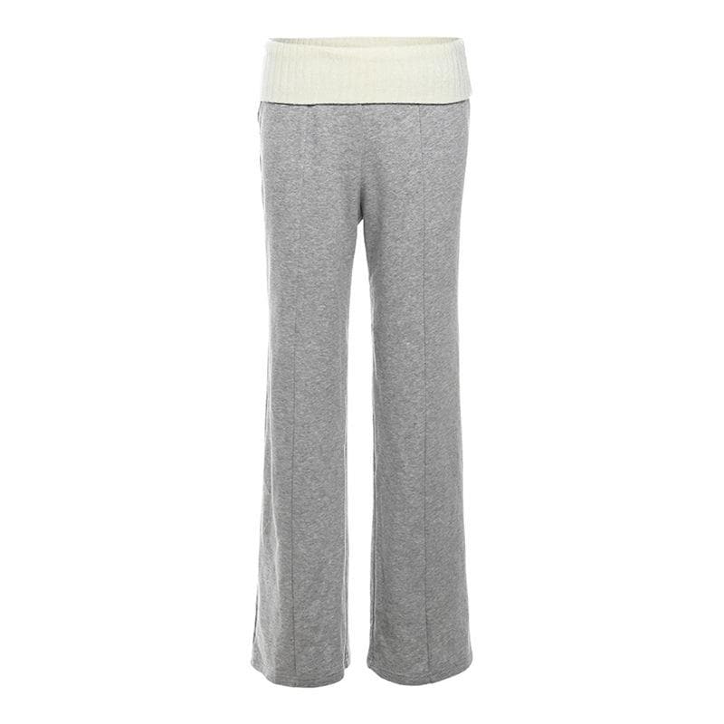 Contrast knitted patchwork low rise pant