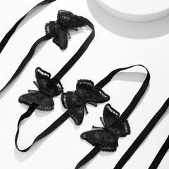 Self tie butterfly applique solid velvet bracelet