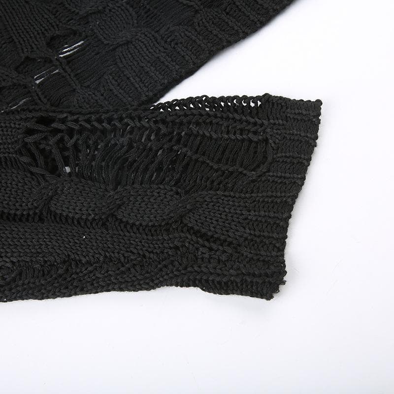 Solid hollow out crochet long sleeve round neck cut out top