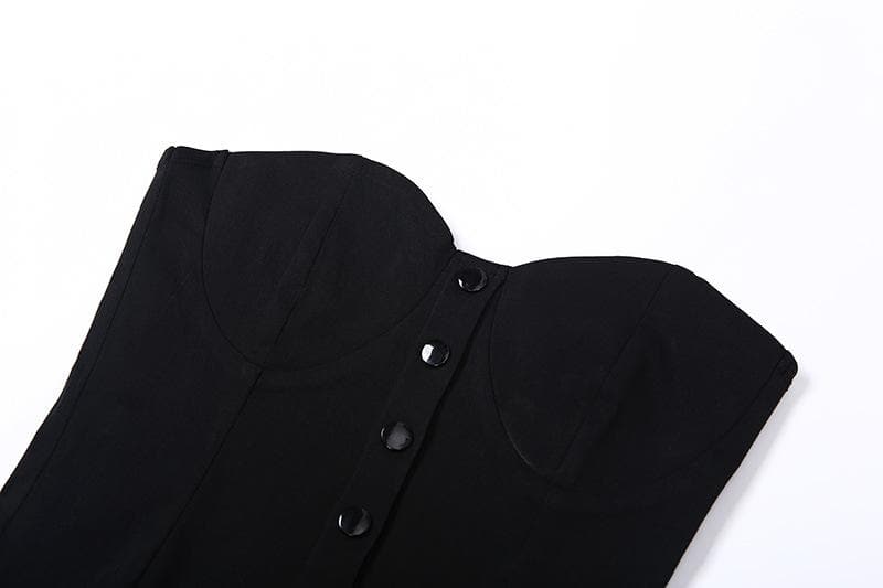 Sweetheart neck button solid tube top