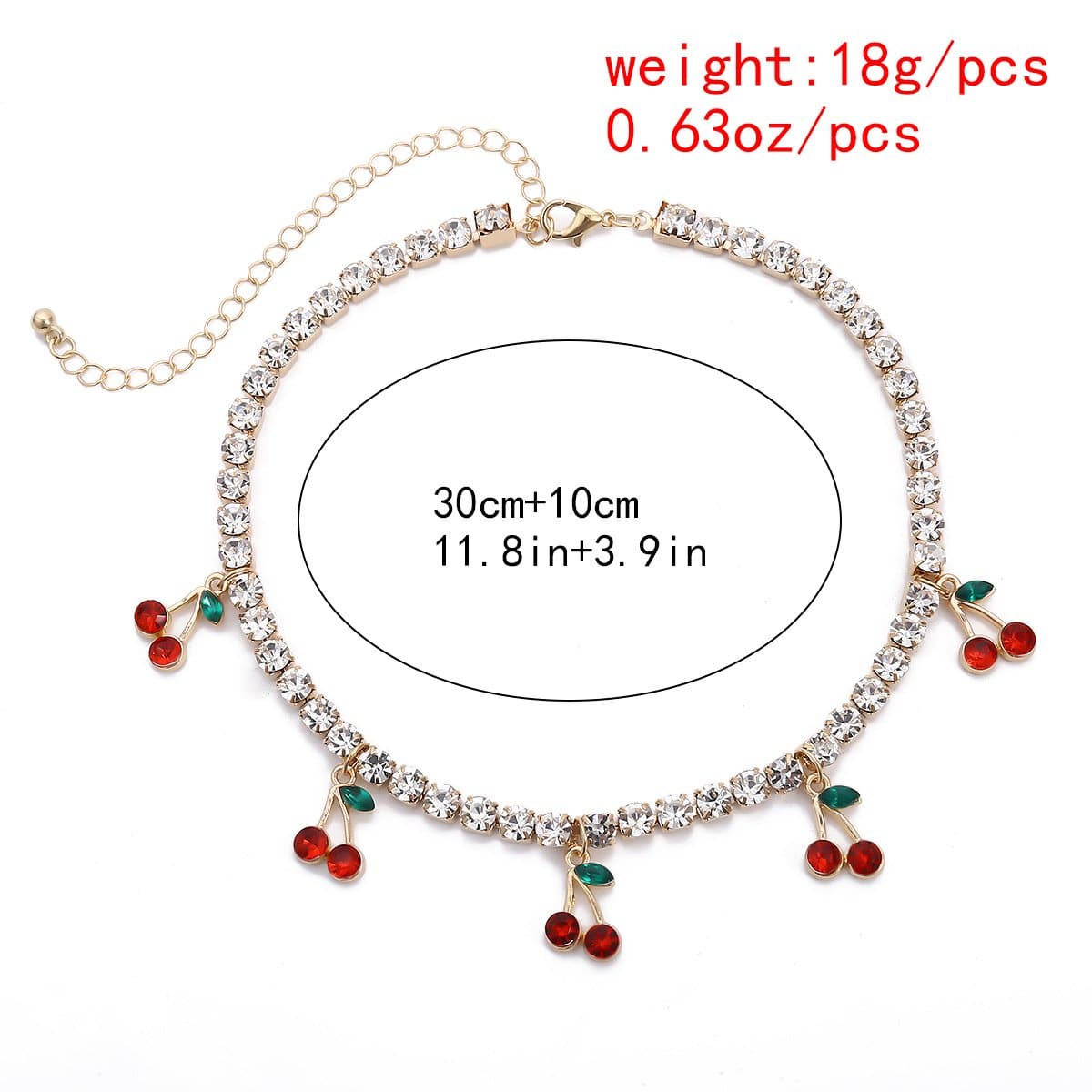 Cherry pendant rhinestone necklace