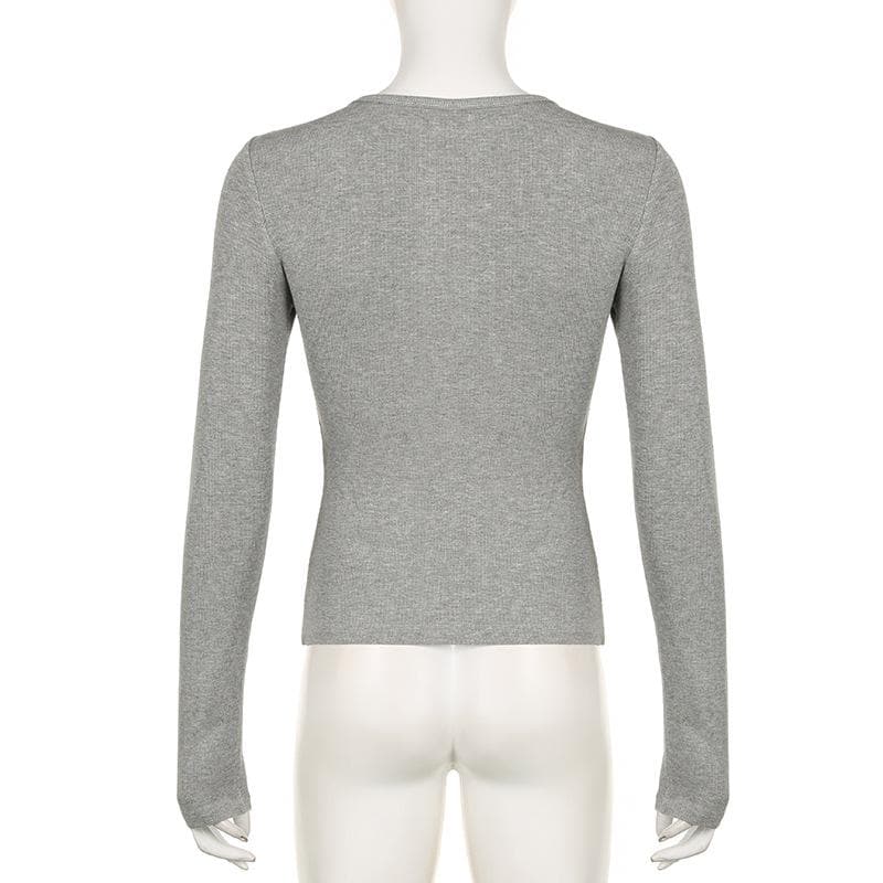 Star pattern long sleeve crewneck contrast top