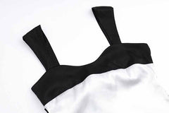 Contrast low cut satin self tie backless sleeveless crop top