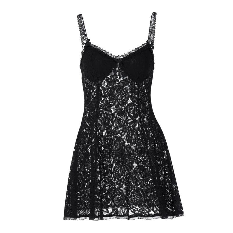 Backless v neck lace see through zip-up solid mini dress