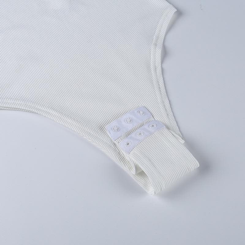 Ribbed sleeveless u neck solid bodysuit
