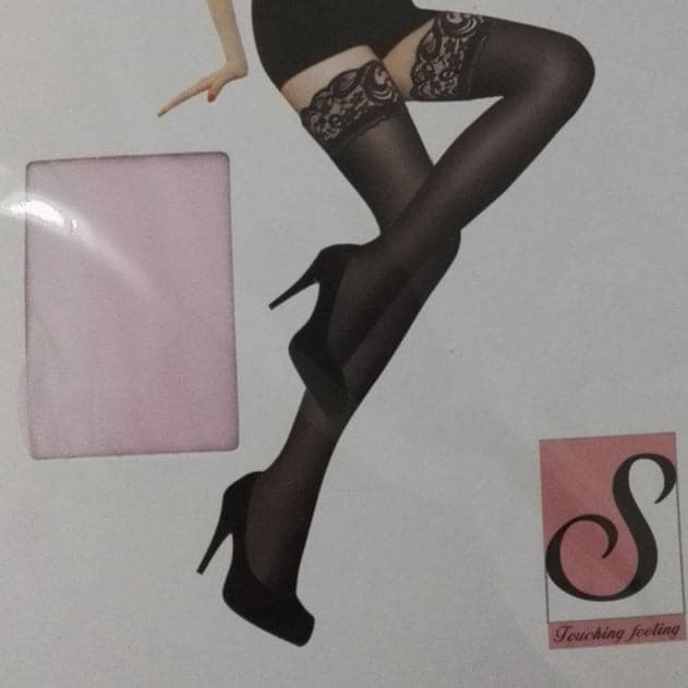 Solid lace mesh thigh high socks