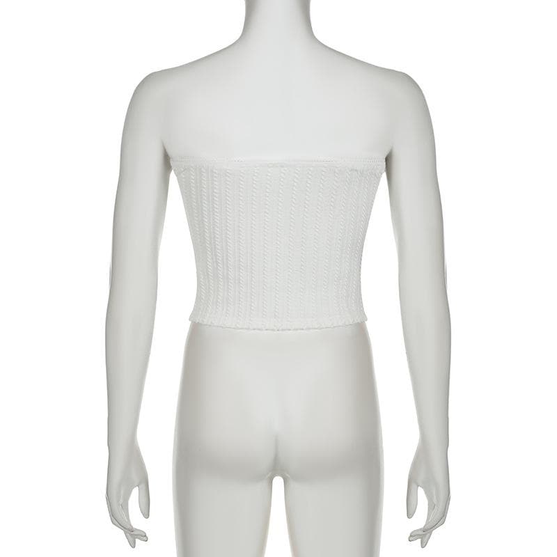 Textured bowknot ruched bowknot tube crop top
