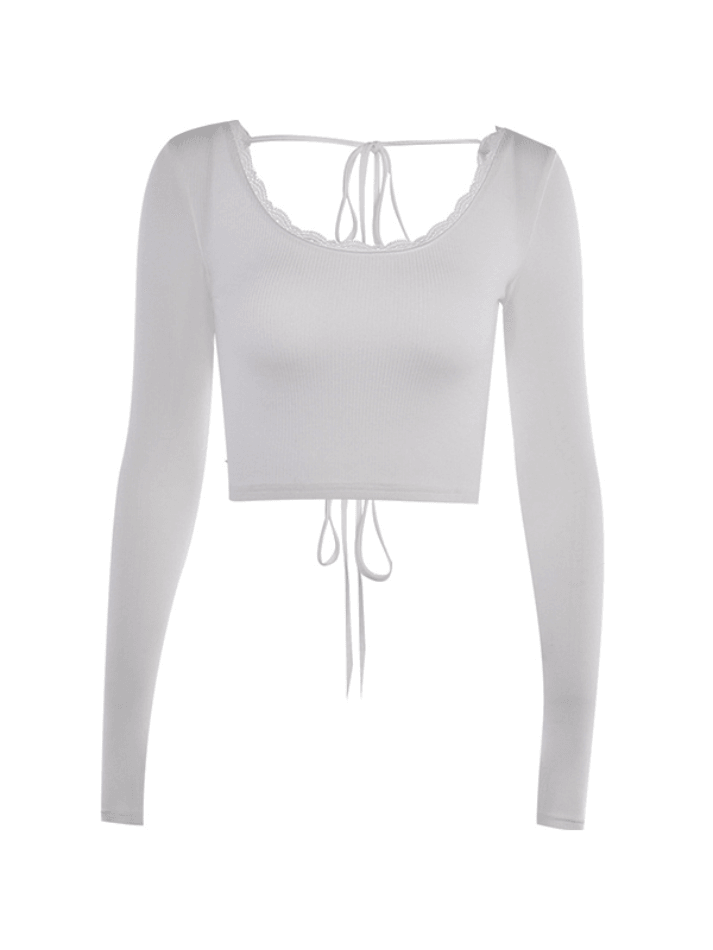 Lace Up Backless Crop Knit Top