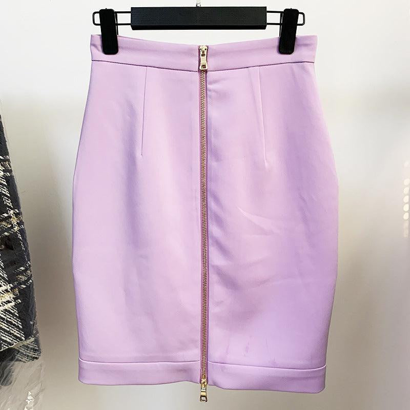 Lexi Solid Button Embellished Skirt