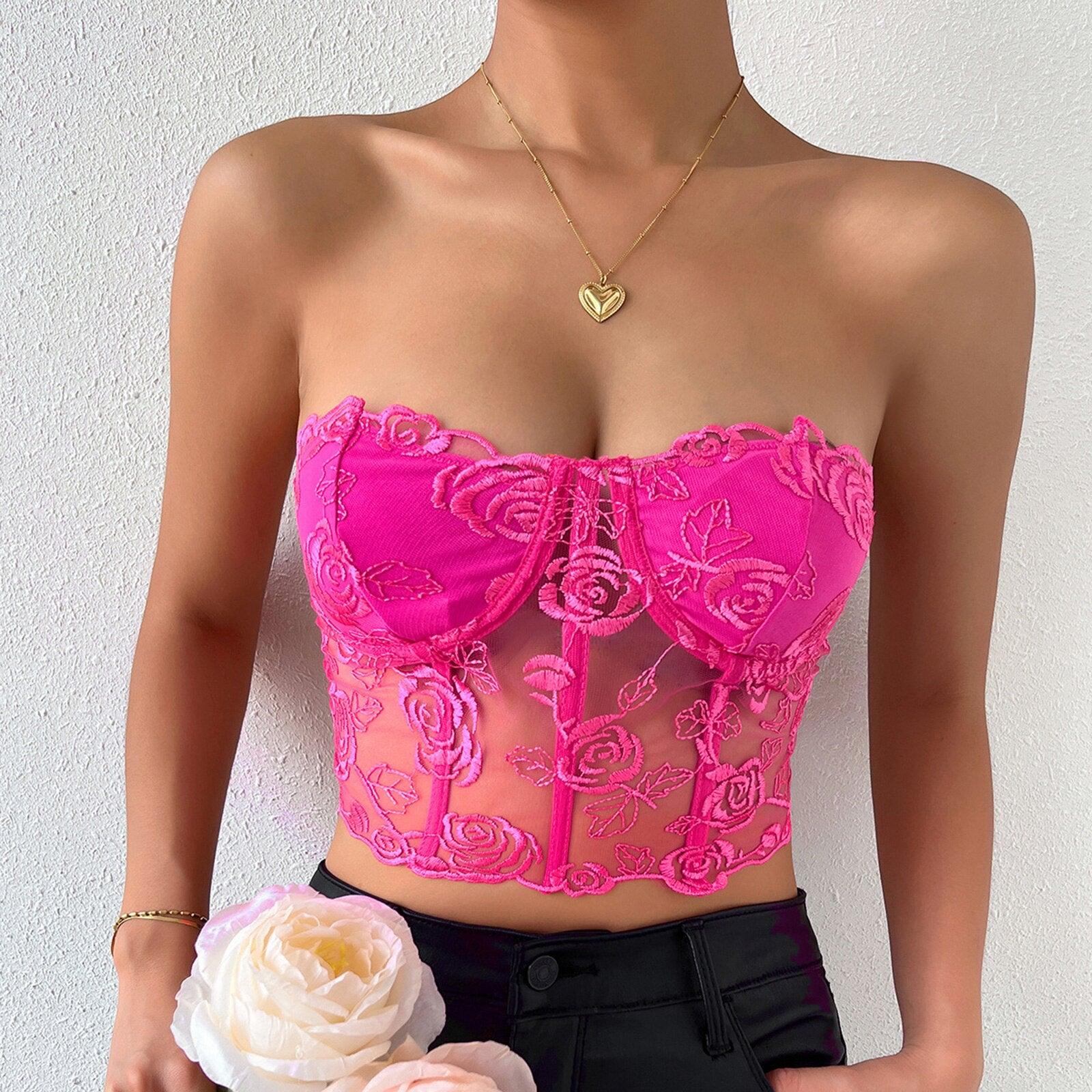 Lorraine Embroidered Floral Lace Corset Top