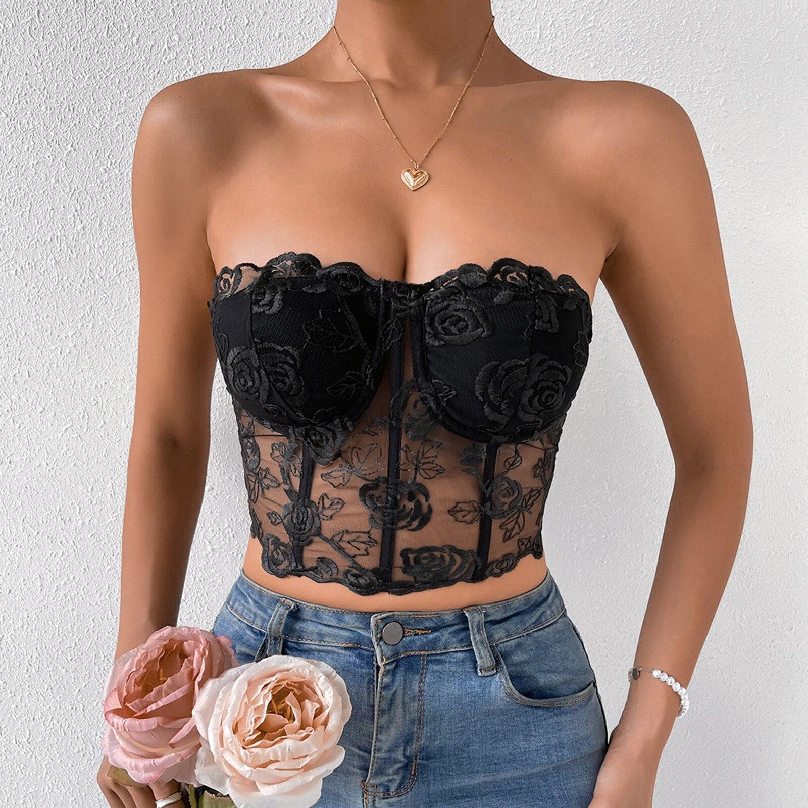 Lorraine Embroidered Floral Lace Corset Top