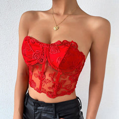 Lorraine Embroidered Floral Lace Corset Top