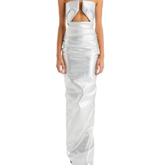 Marian Prong Metallic Strapless Dress