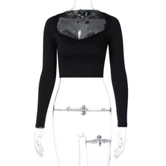 Maya Solid Queen Anne Neckline Crop Top