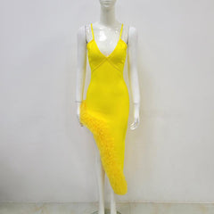 Misty Sleeveless Spaghetti Strap Asymmetrical Ruffle Hem Mini Dress