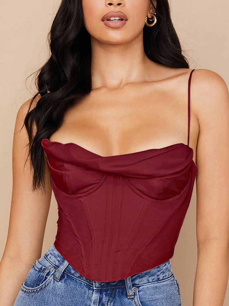 Mitchell Spaghetti Strap Drape Underwire Cami Top