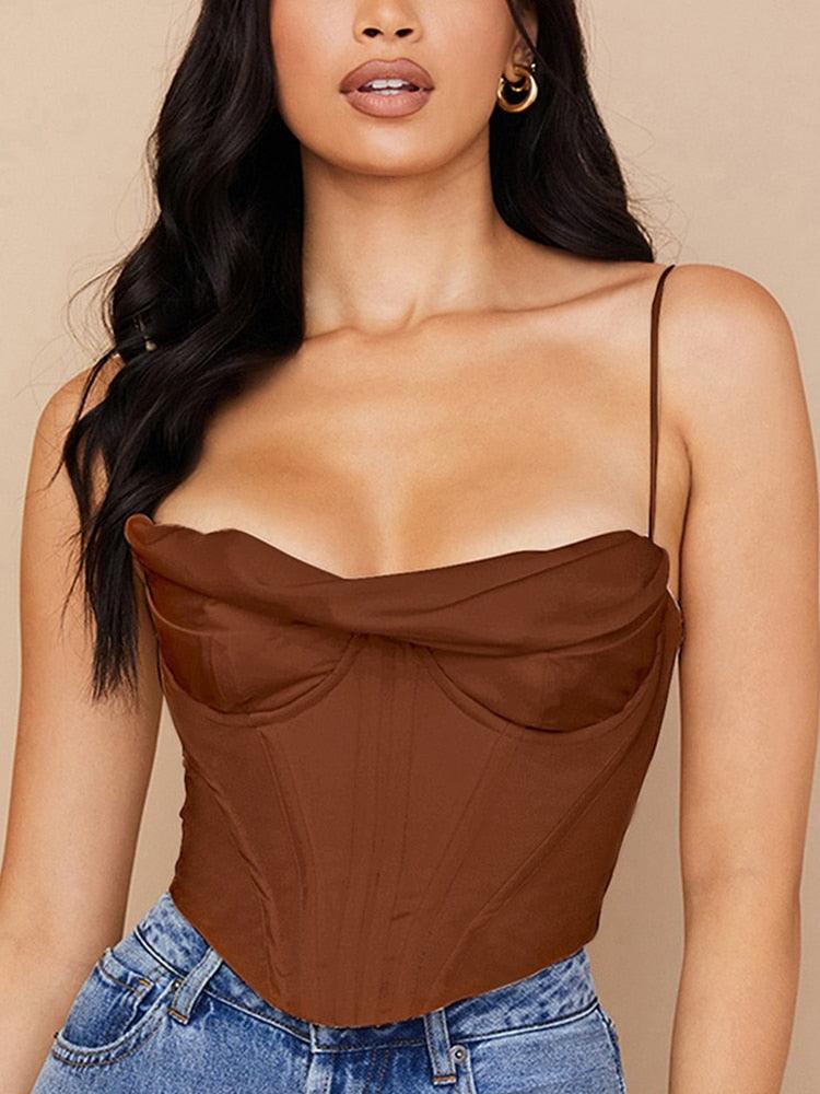 Mitchell Spaghetti Strap Drape Underwire Cami Top