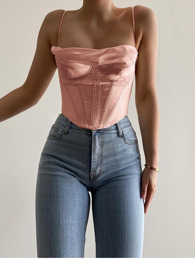 Mitchell Spaghetti Strap Drape Underwire Cami Top