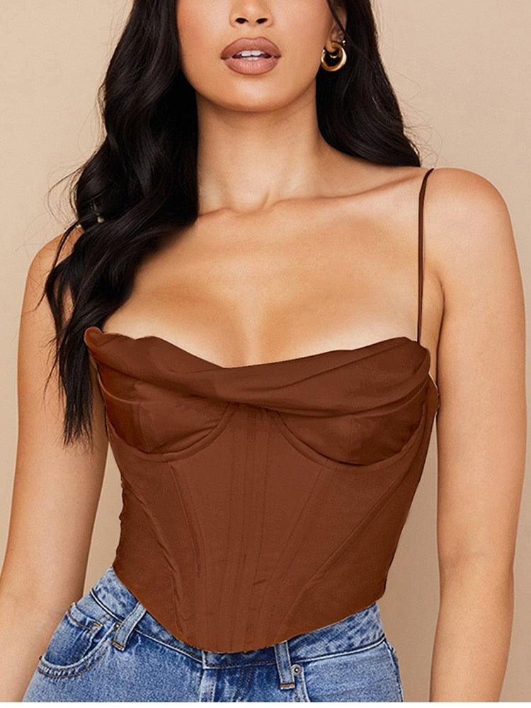 Mitchell Spaghetti Strap Drape Underwire Cami Top