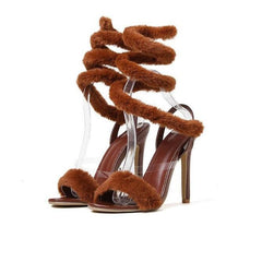 Parker Open Toe Fluffy Fur High Heel Sandal