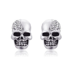 Shana Punk Skull Head Ear Stud Rhinestone Earrings