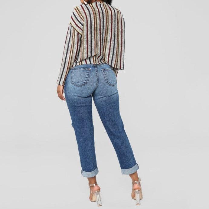 Thalia High Waist Ripped Denim Pants