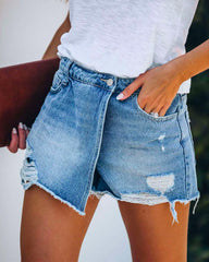 Solid Color With Pocket Denim Shorts