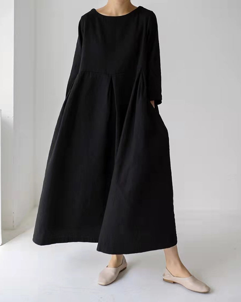 Dress Loose Casual Baggy Oversized Long Sleeve Midi Dress