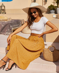 Women's Midi Skirts Elastic High Waist Skirt Polka Dot Casual Pleated Skirt with Pockets - Zeagoo (Us Only)