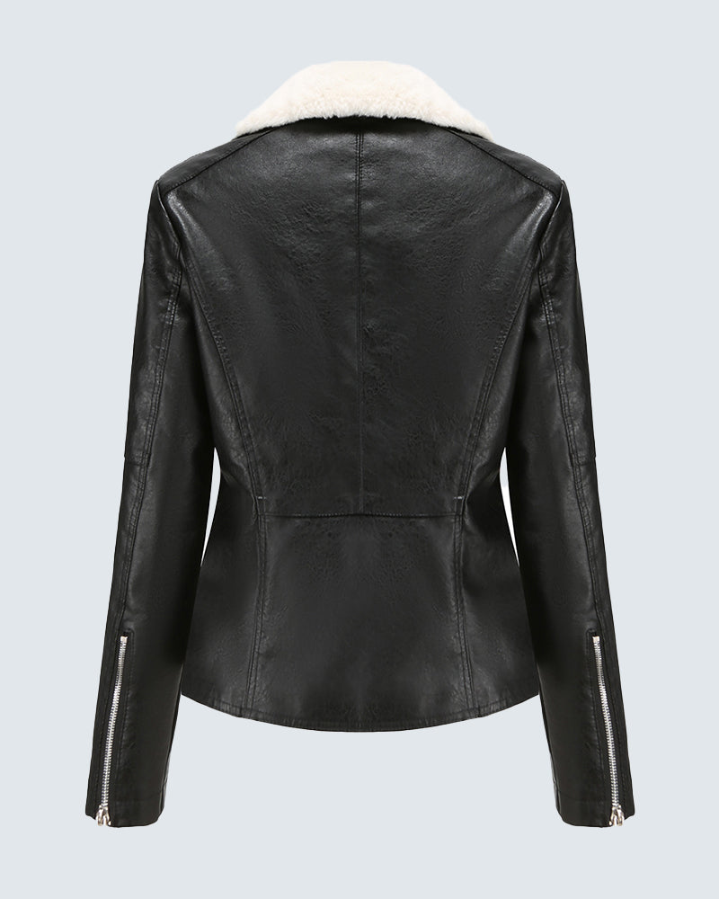 Plus Size Winter Coat Lapel Collar Long Padded Leather Vintage Thicken Coat