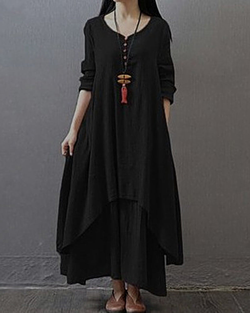Loose Boho Cotton Maxi Kaftan Dress Layer Casual Long Tunic Dress