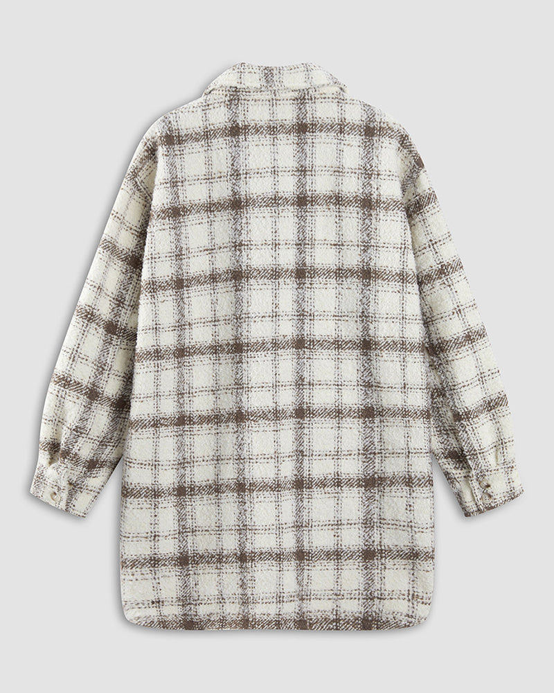 Two-color Plaid Woolen Coat