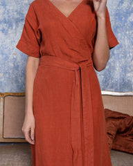 Short Sleeve Wrap Dress with Belt
