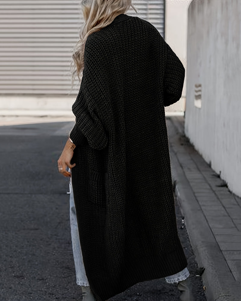 Loose Solid Open Front Pocket Cardigan