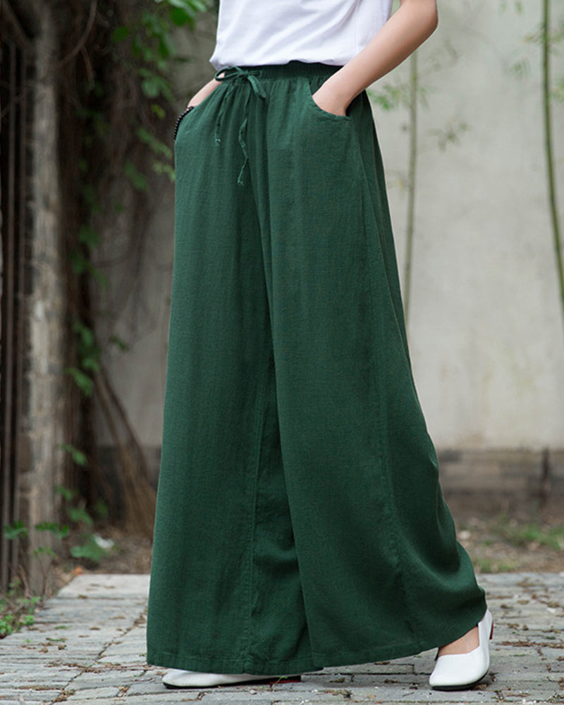 Wide Leg Pants Casual Drawstring Lounge Palazzo Loose Trousers