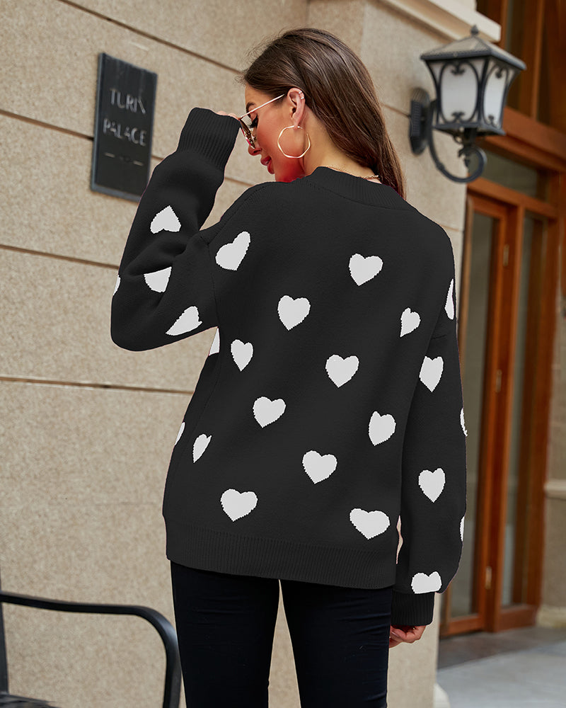 Valentine's Day Heart Pattern Knitwear Sweater