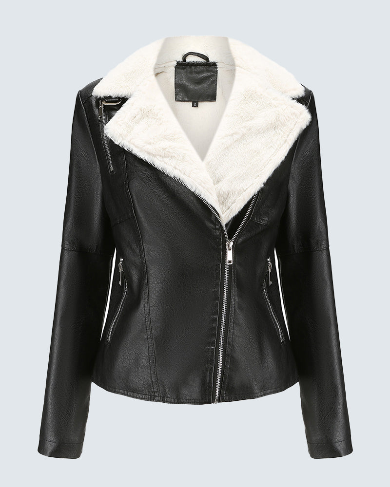 Plus Size Winter Coat Lapel Collar Long Padded Leather Vintage Thicken Coat