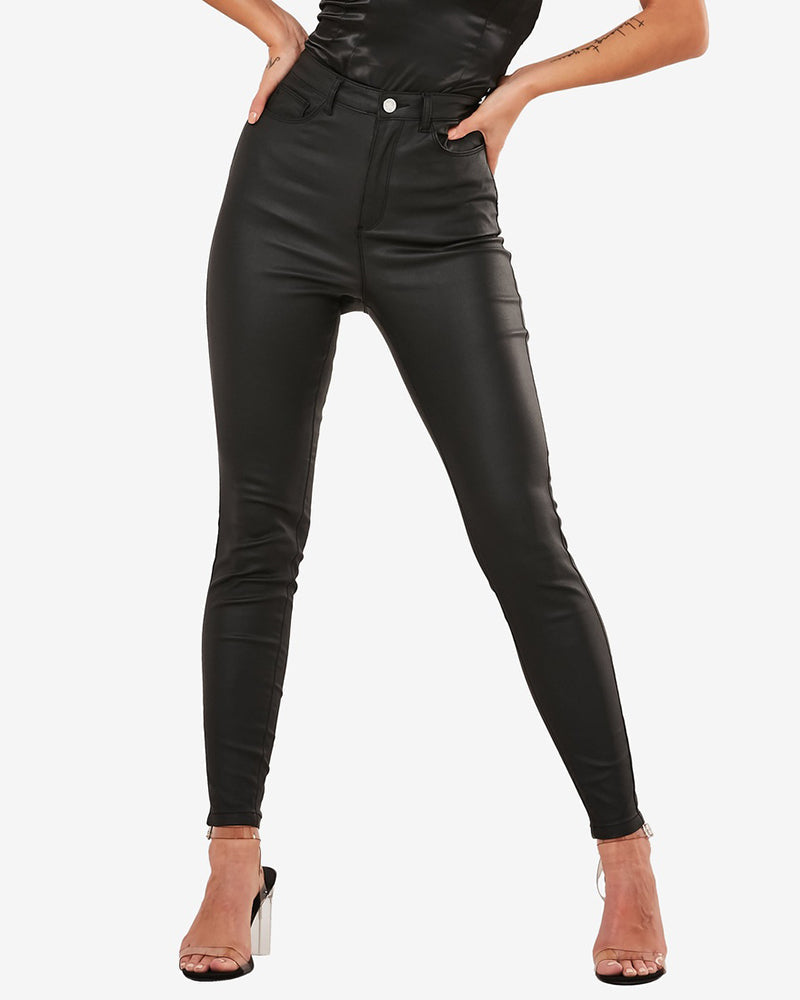 High Waist PU Leather Pencil Pants Leggings