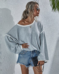 Oversized Soft Knit Long Batwing Sleeve Pullover Sweater Tunic Outfit Tops