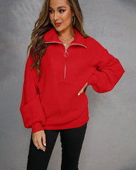 Casual Long Sleeve Half Zip Pullover Sweaters