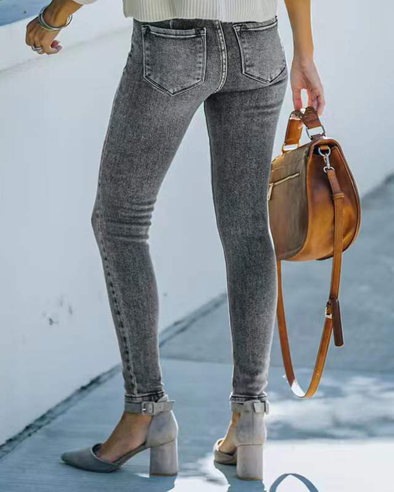 Ankle-length Skinny Jeans with Pockets