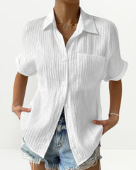 Short Sleeve Button Down Camp T-Shirts Casual Plus Size Tops