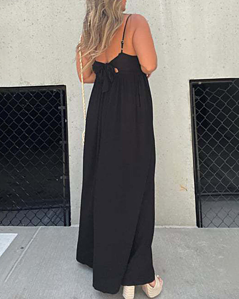 Casual Loose-Fitting Sleeveless Wide-Leg Jumpsuit