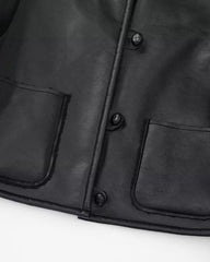 Thick Lapel Velvet Imitation Leather Jacket