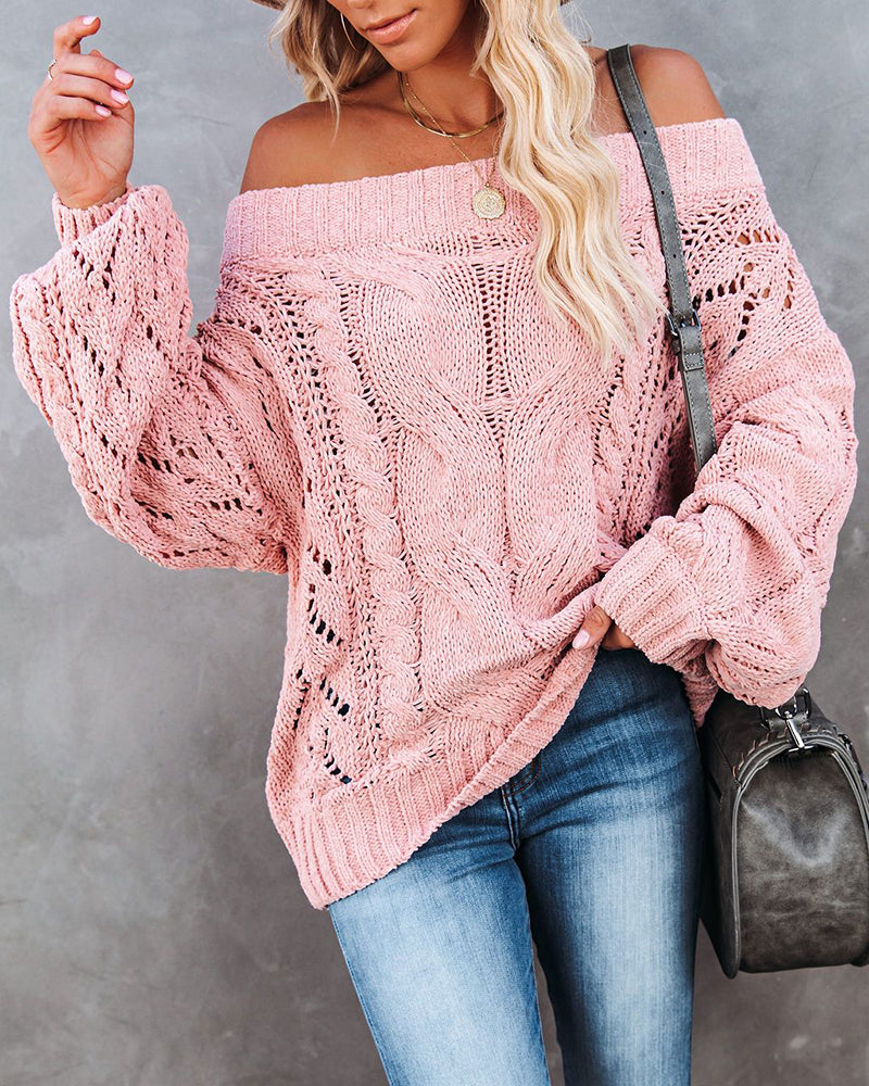 Off Shoulder Loose Knitwear Sweater