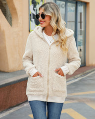 Zip-Up Ribbed Trim Longline Hooded Jacket