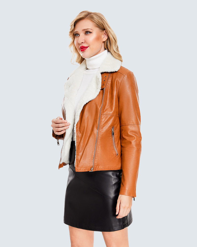Plus Size Winter Coat Lapel Collar Long Padded Leather Vintage Thicken Coat